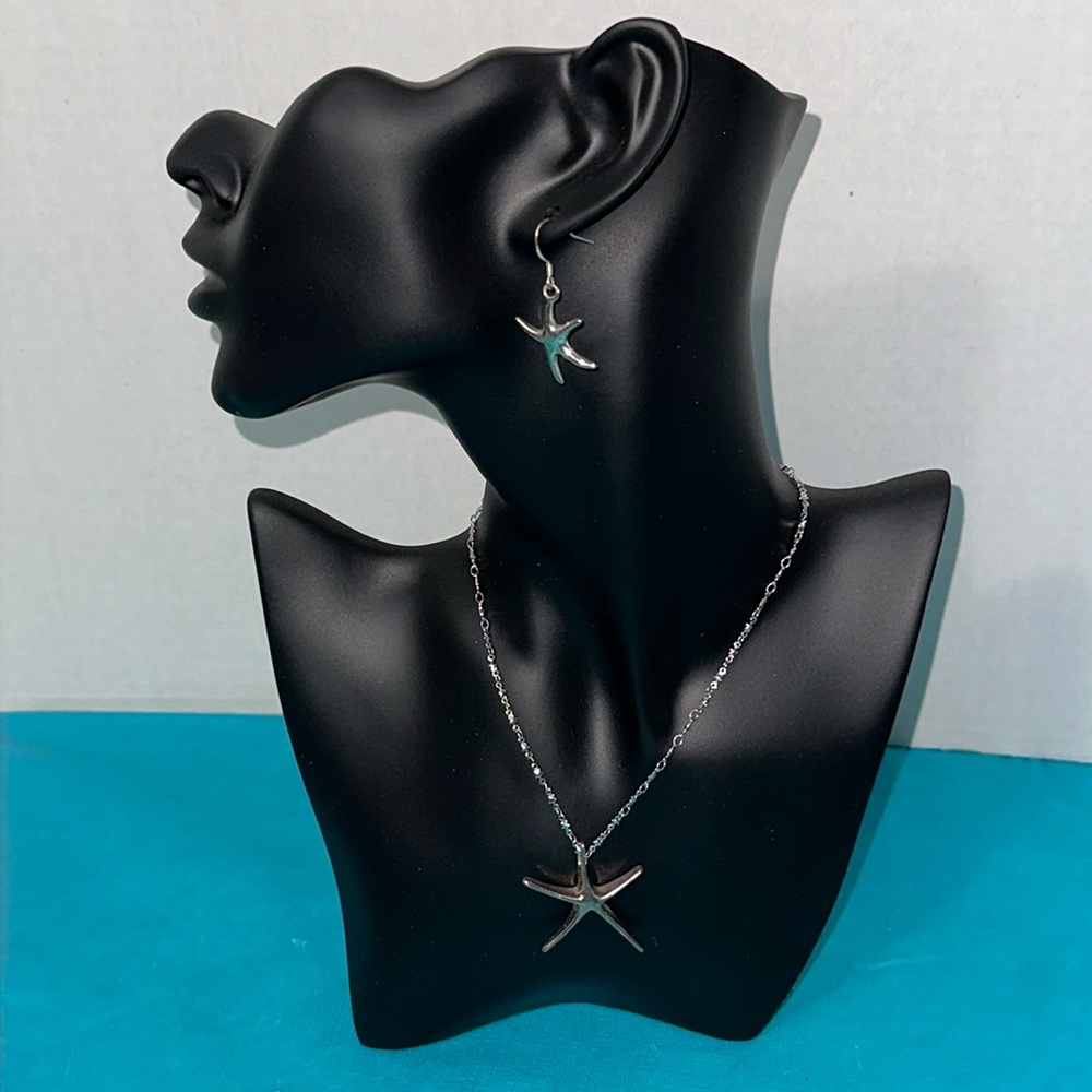 925 Silver Starfish Necklace & Earring Set